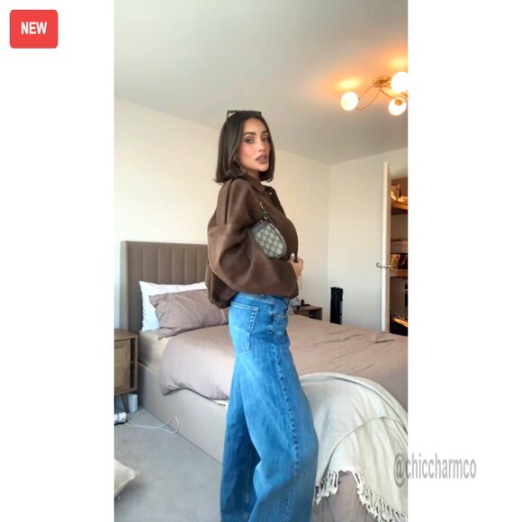 Oversized Faux Suede Bomber Jacket Lapel Streetwear Chic Casual Outerwear - Picture 6 of 7